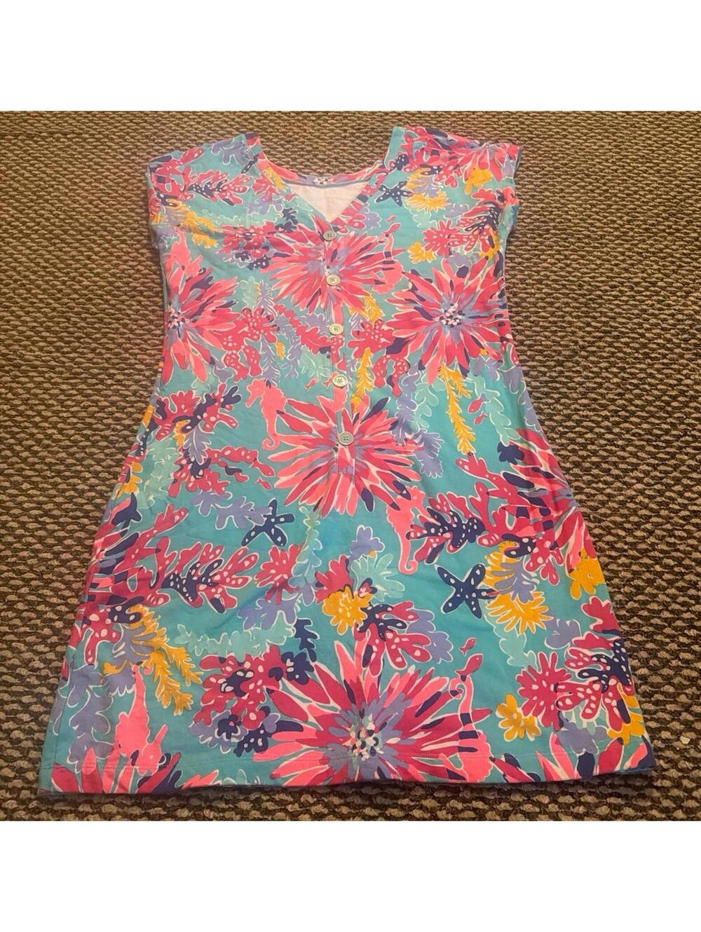 Lilly Pulitzer Sz L Trippin and Sippin Anastasia Tunic French Terry Dress
